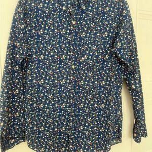 J. Crew Blue Floral Long Sleeve Shirt